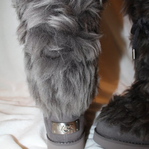 NIB‎ UGG THUNDER CLOUD WOMEN'S TALL POSH FUR SUEDE BOOTS 6 7 8 9 - Picture 4 of 9